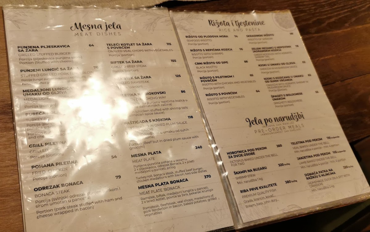 Konoba Bonaca Zaprešić Menu - Image 1